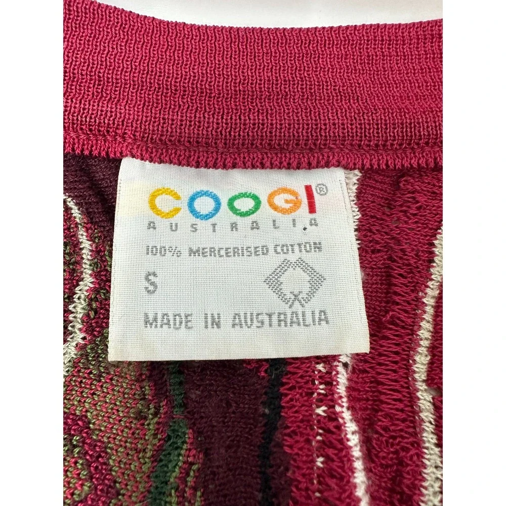 Coogi V-Neck Sweater Men's Small Oversized 3D‎ 100% Cotton Austraila Vintage